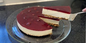 cheesecake med kirsebær - Bentebager.dk